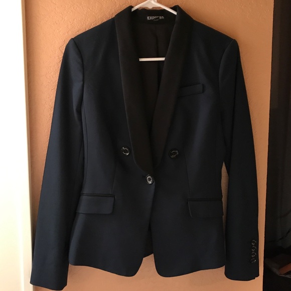 Express Jackets & Blazers - Express Navy & Black Blazer One-Button Sz 2